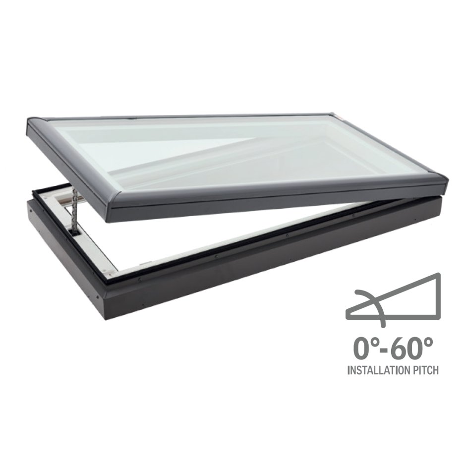 Flat roof manual skylight